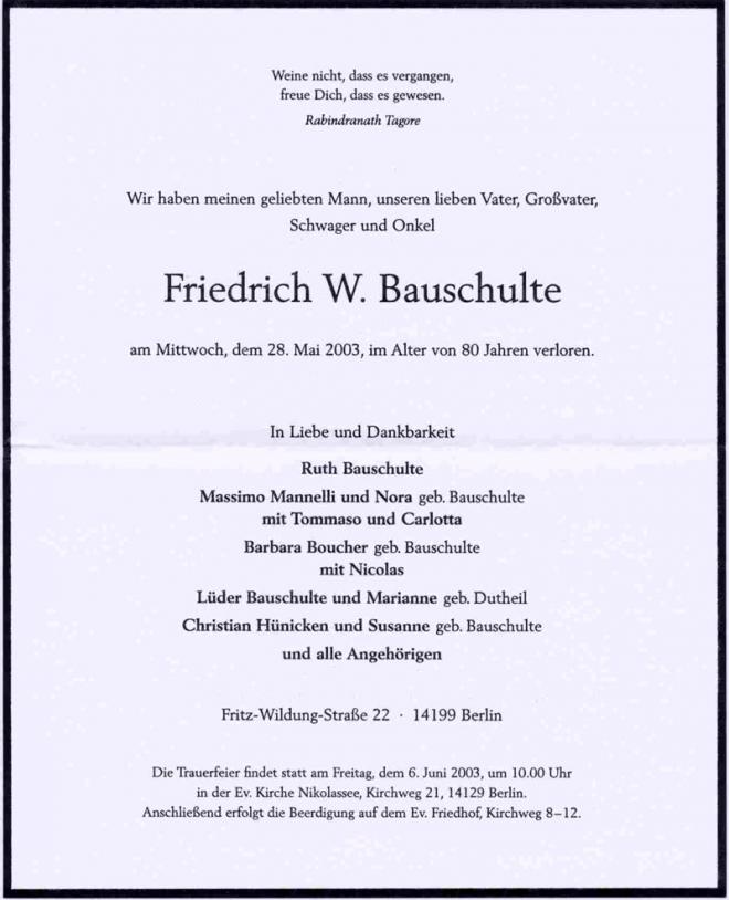 Friedrich W. Bauschulte Net Worth